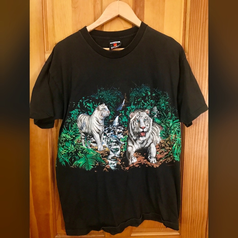 Vintage White Bengal Tiger Shirt single stitch 90s